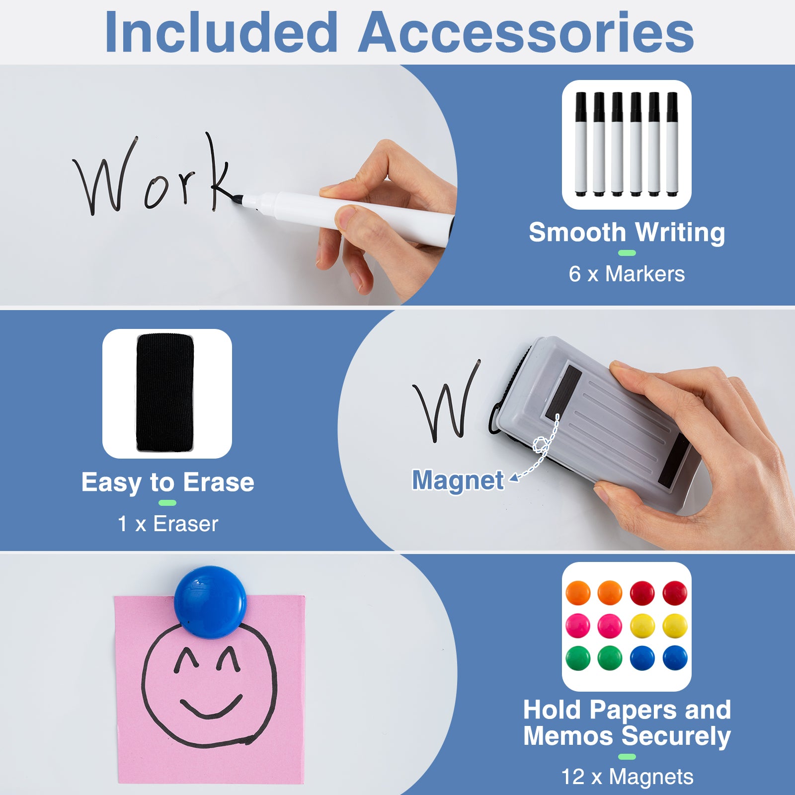 Rolling Double-Sided Magnetic Whiteboard on Wheels with Stand and Aluminum Alloy Frame, White Home Office at Gallery Canada
