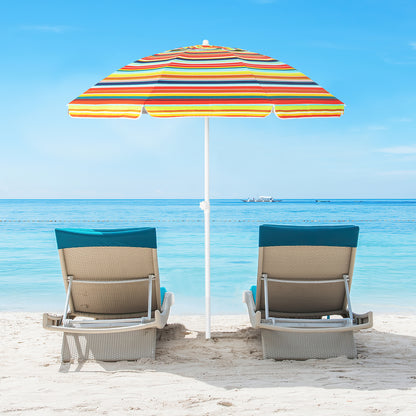 6.5 Feet Patio Beach Umbrella, Waterproof Polyester, Orange Outdoor Umbrellas at Gallery Canada