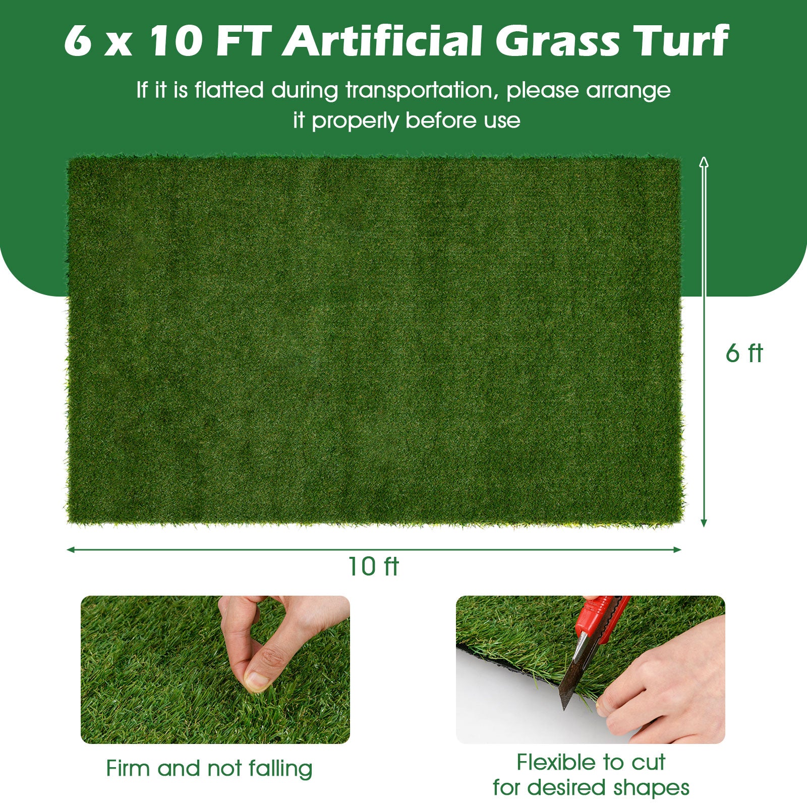 Indoor Outdoor Synthetic Turf Mat with Drainage Holes-XL, Green Faux Plants at Gallery Canada