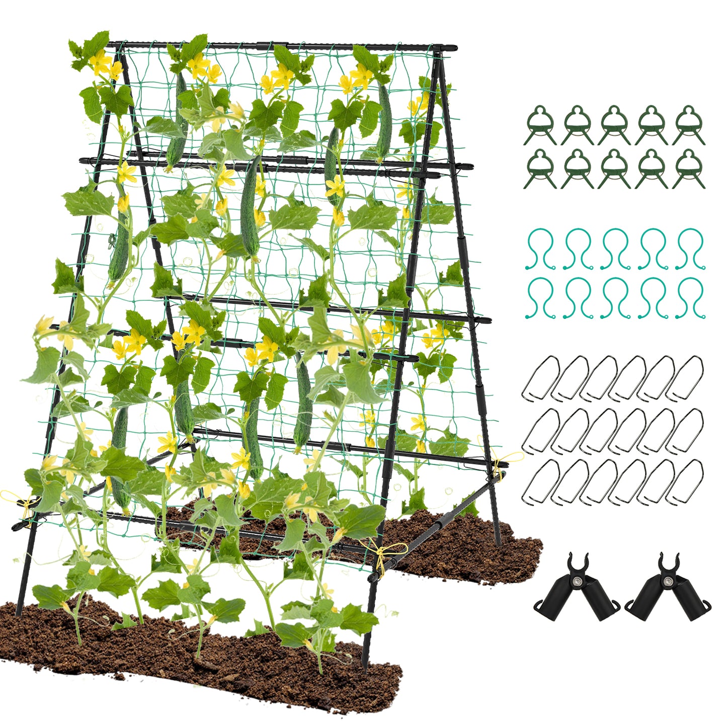 A-Frame Garden Cucumber Trellis with Netting for Climbing Plants Outdoor, Black Raised Garden Beds at Gallery Canada
