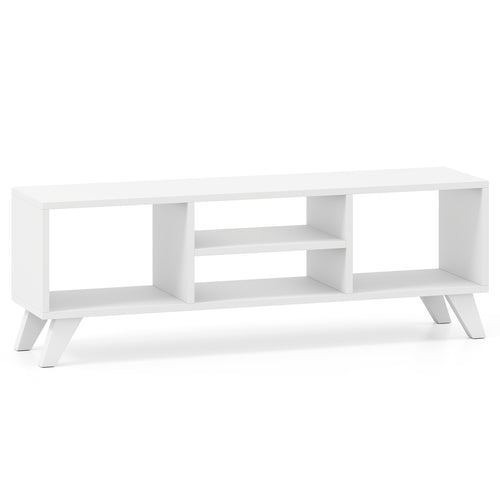 Media TV Console Table with Raised Support Legs, White