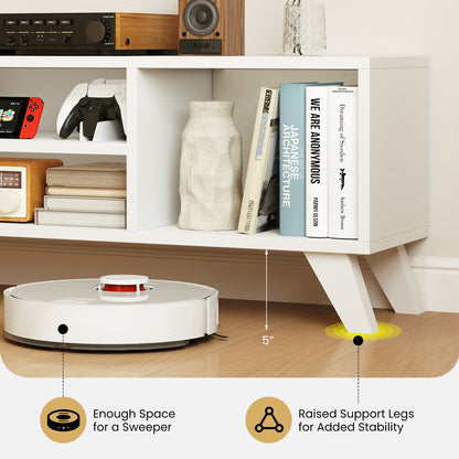 Media TV Console Table with Raised Support Legs, White Entertainment Centers & TV Stands at Gallery Canada