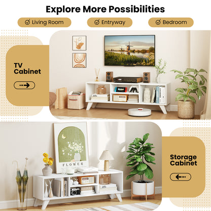 TV Console Table With Raised Support Legs, White Entertainment Centers & TV Stands at Gallery Canada