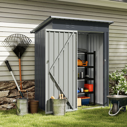 5 x 3 Feet Outdoor Storage Shed with Sloped Roof and Lockable Door, Gray Sheds & Outdoor Storage at Gallery Canada