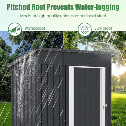 5 x 3 Feet Outdoor Storage Shed with Sloped Roof and Lockable Door, Gray Sheds & Outdoor Storage at Gallery Canada