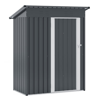 5 x 3 Feet Outdoor Storage Shed, Sloped Roof, Lockable Door, Gray