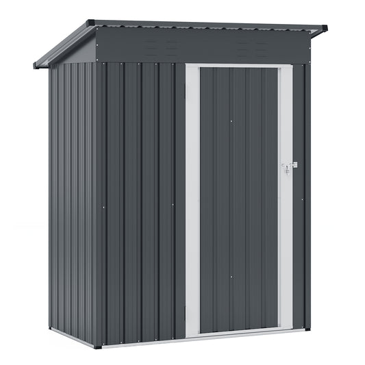 5 x 3 Feet Outdoor Storage Shed, Sloped Roof, Lockable Door, Gray