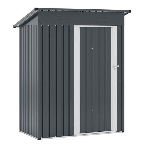 5 x 3 Feet Outdoor Storage Shed, Sloped Roof, Lockable Door, Gray