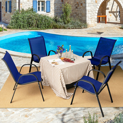 4 Piece Stackable Patio Dining Chairs Set, Navy Patio Dining Chairs at Gallery Canada
