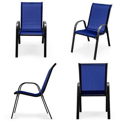 4 Piece Stackable Patio Dining Chairs Set, Navy Patio Dining Chairs at Gallery Canada