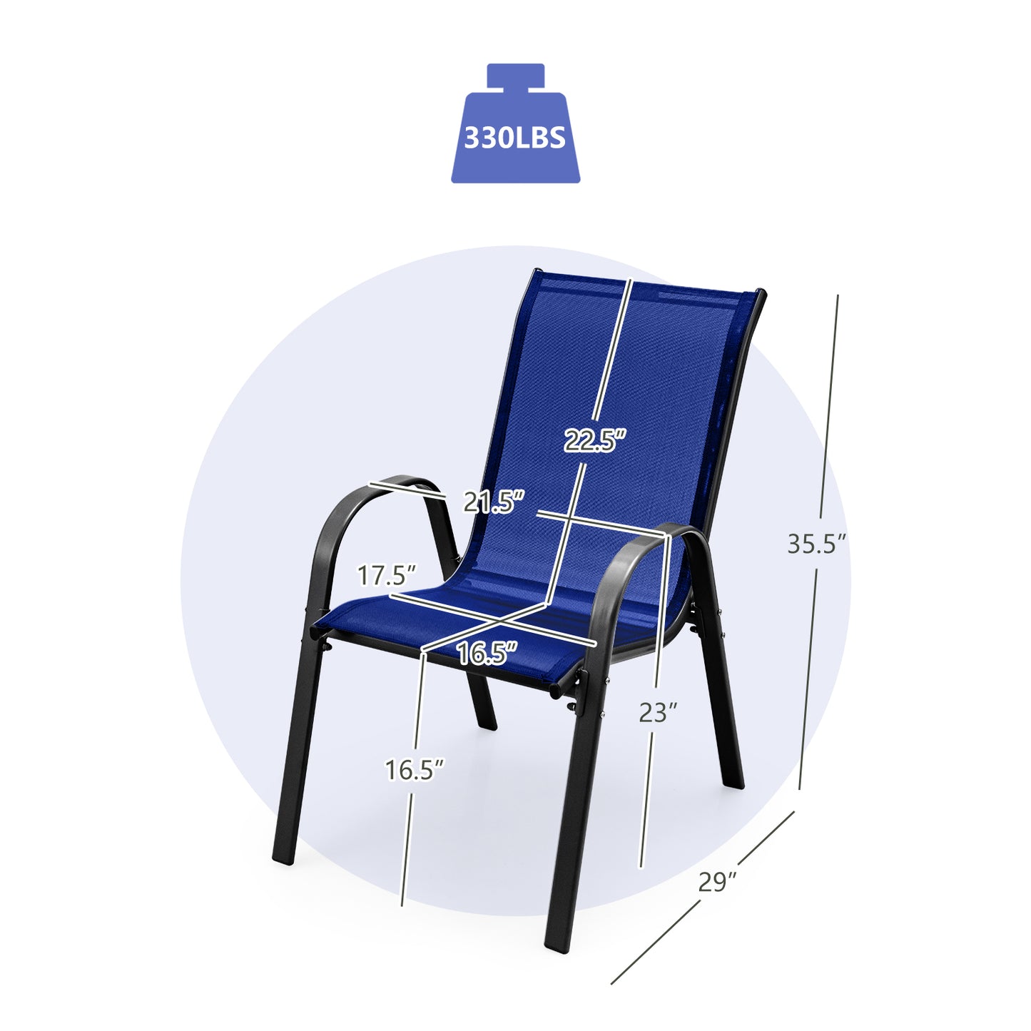 4 Piece Stackable Patio Dining Chairs Set, Navy Patio Dining Chairs at Gallery Canada