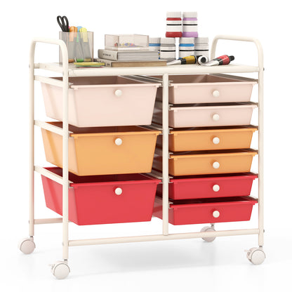 9-Drawer Rolling Storage Cart with Colorful Drawers and Metal Frame, Macaron Multicolor File Cabinets at Gallery Canada