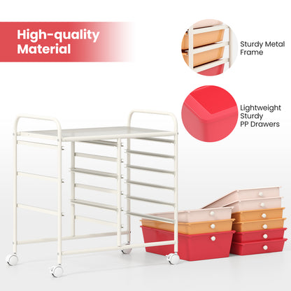 9-Drawer Rolling Storage Cart with Colorful Drawers and Metal Frame, Macaron Multicolor File Cabinets at Gallery Canada