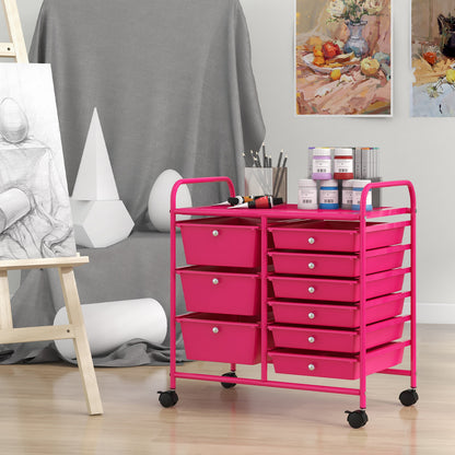 9-Drawer Rolling Storage Cart, Metal Frame, Light Pink File Cabinets at Gallery Canada