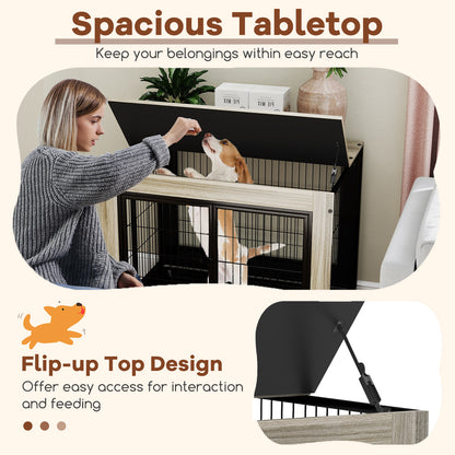 Industrial Dog Kennel with Flip-up Top 3 Lockable Doors and Removable Tray, Gray Dog Kennels at Gallery Canada