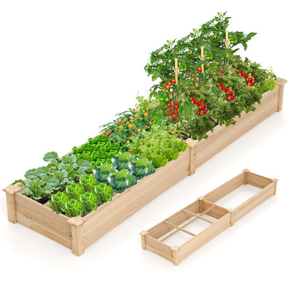 Wooden Raised Garden Bed with 2 Planter Boxes and Dividers, Natural Raised Garden Beds at Gallery Canada