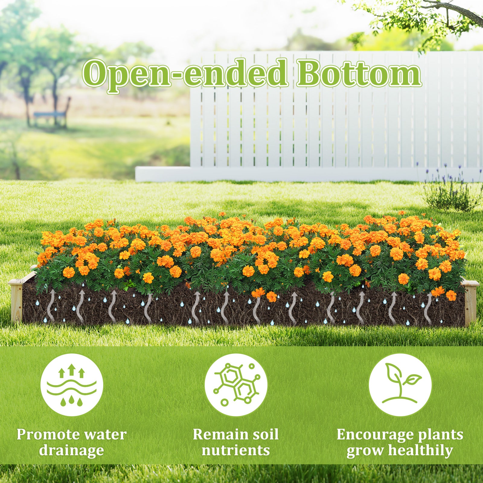 Wooden Raised Garden Bed with 2 Planter Boxes and Dividers, Natural Raised Garden Beds at Gallery Canada