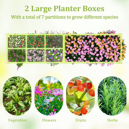 Wooden Raised Garden Bed with 2 Planter Boxes and Dividers, Natural Raised Garden Beds at Gallery Canada