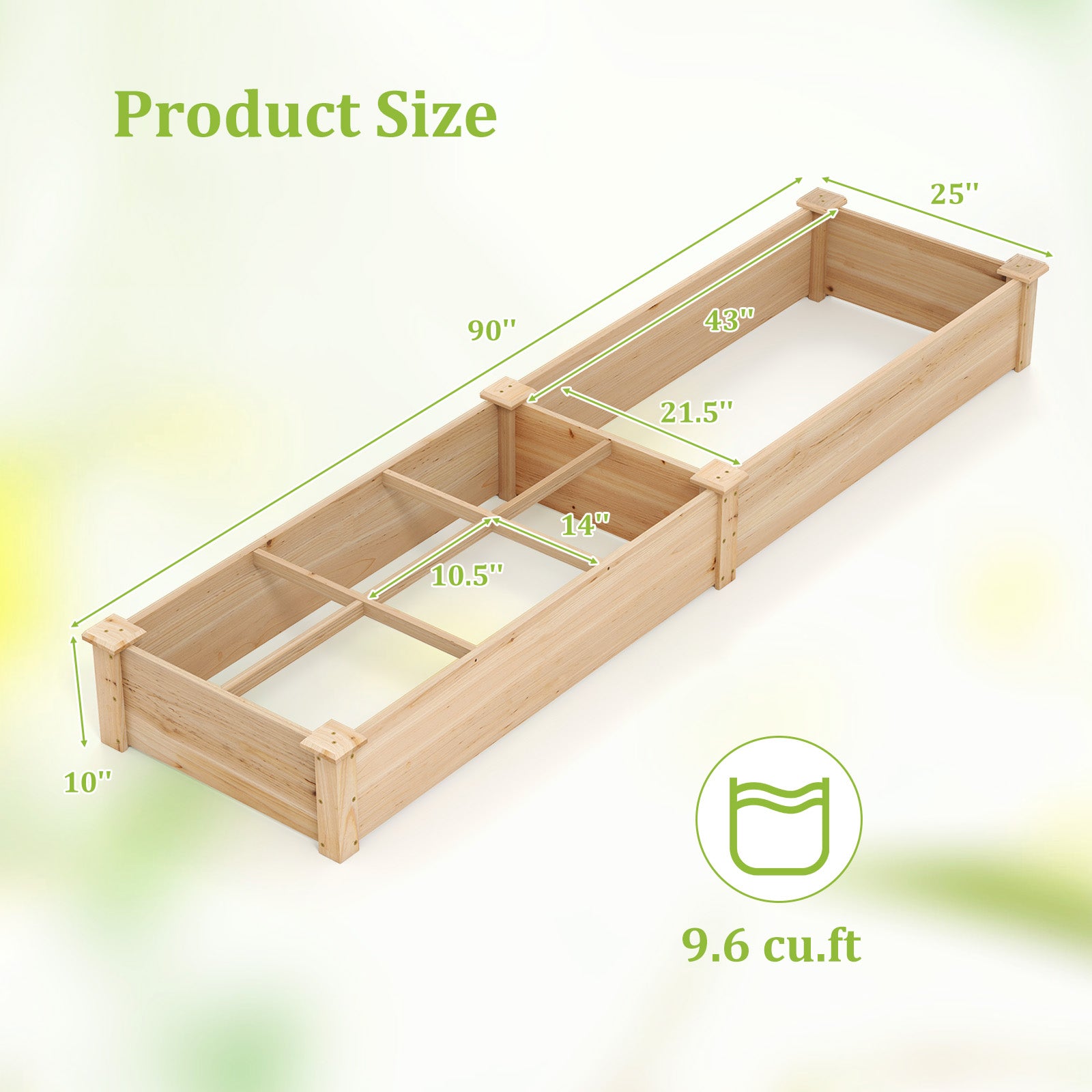 Wooden Raised Garden Bed with 2 Planter Boxes and Dividers, Natural Raised Garden Beds at Gallery Canada