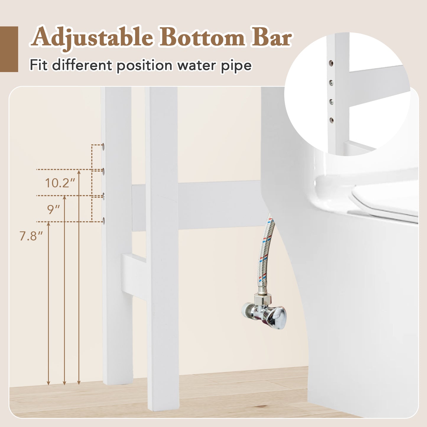 Over the Toilet Storage Rack Tall with Drawers Shelves and Adjustable Bottom Bar, White Bathroom Etagere at Gallery Canada