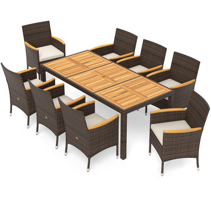 9 Piece Outdoor Dining Set, Acacia Wood Table Top, Beige Patio Dining Sets at Gallery Canada