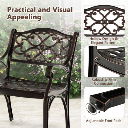 Cast Aluminum Dining Chairs Set of 2 with Patio Chairs Armrests Flower Pattern, Bronze Patio Dining Chairs at Gallery Canada