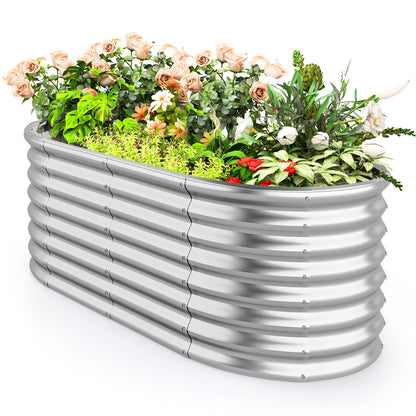 5 x 3 x 2 Feet Metal Oval Raised Garden Bed, Open Bottom, Silver Raised Garden Beds at Gallery Canada