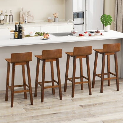 29 Inch Wood Bar Stools Set of 2 with Solid Back and Seat, Walnut Bar Stools at Gallery Canada