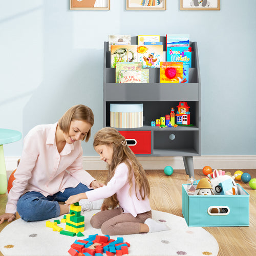 Kids Bookshelf with Open Compartment for Toddlers 3+ Years Old, Gray