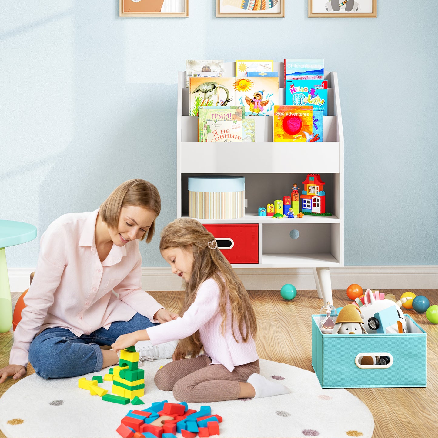 Kids Bookshelf with Open Compartment for Toddlers 3+ Years Old, White Kids Storage at Gallery Canada