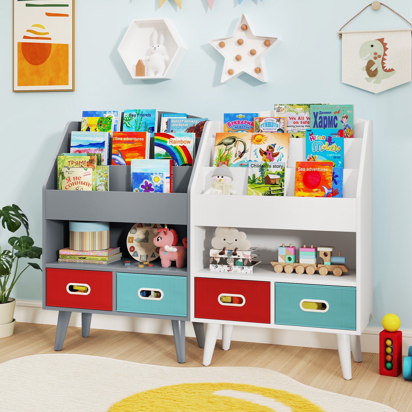Kids Bookshelf with Open Compartment for Toddlers 3+ Years Old, White Kids Storage at Gallery Canada