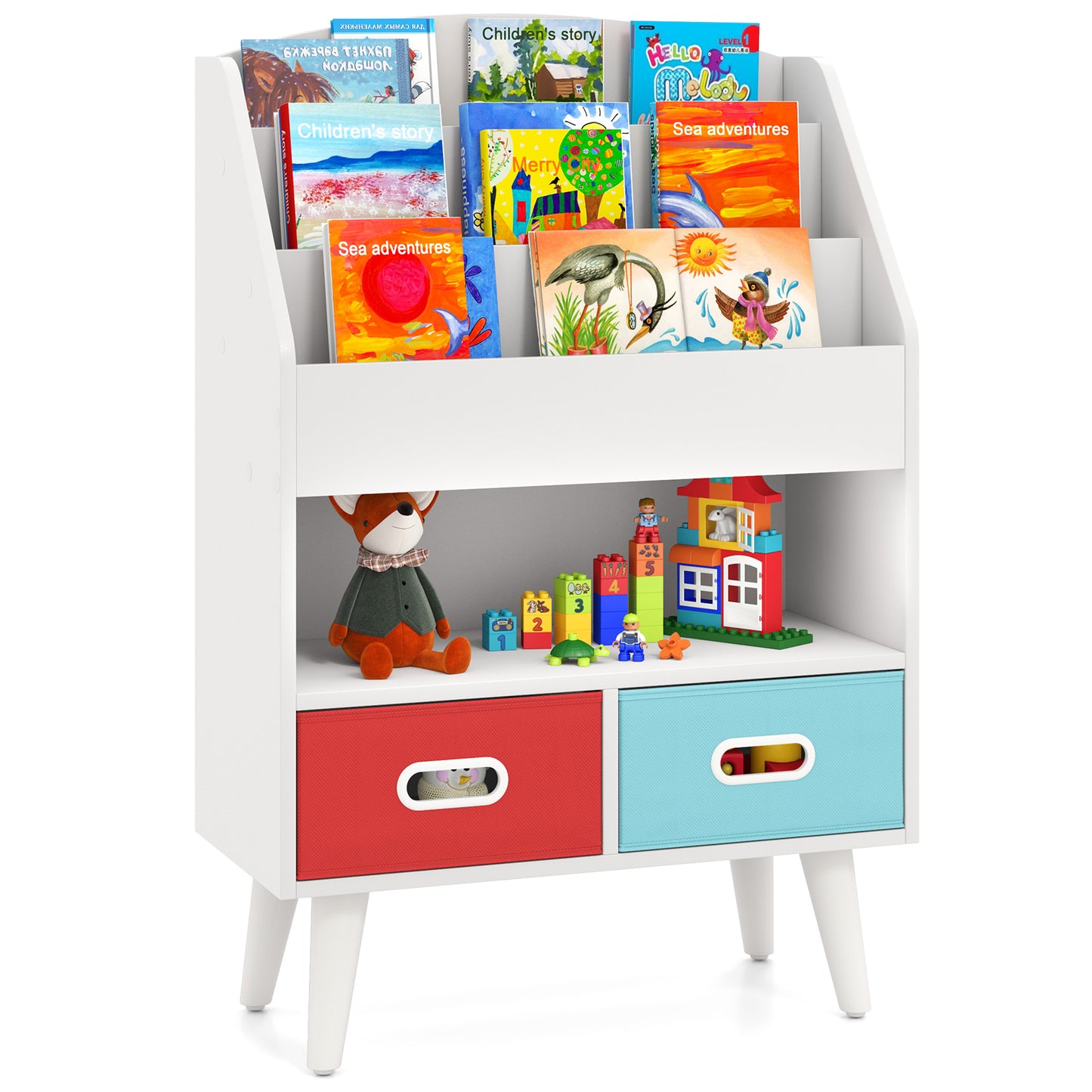 Bibliothèque pour enfants, Compartiment ouvert, Pour tout-petits 3+ ans, Blanc