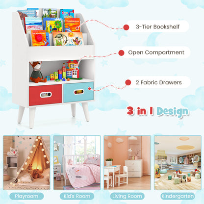 Kids Bookshelf with Open Compartment for Toddlers 3+ Years Old, White Kids Storage at Gallery Canada