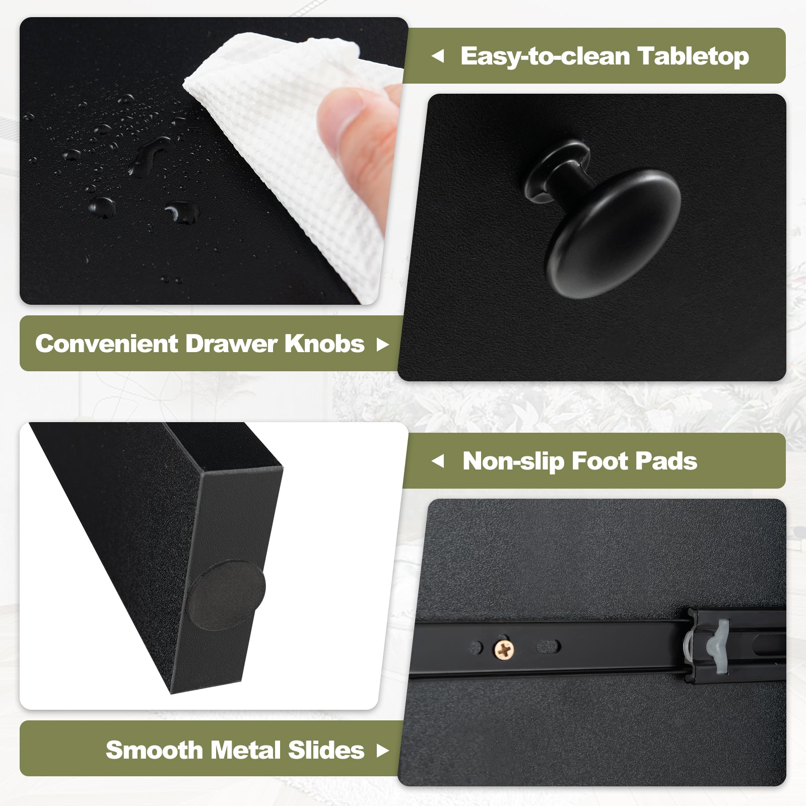 48 Inch Computer Desk With Drawers, Power Outlets, Black Computer Desks at Gallery Canada