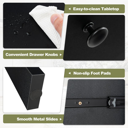 48 Inch Computer Desk With Drawers, Power Outlets, Black Computer Desks at Gallery Canada