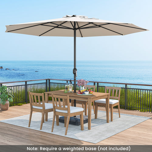 12 Feet Patio Umbrella with Crank Handle and 8 Sturdy Ribs, Beige