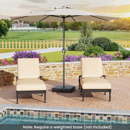 12 Feet Patio Umbrella with Crank Handle and 8 Sturdy Ribs, Beige Outdoor Umbrellas at Gallery Canada