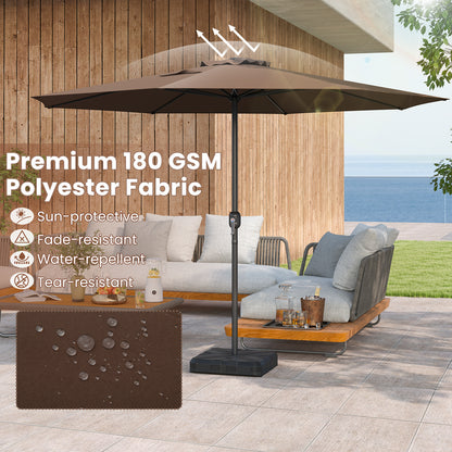 12 Feet Patio Umbrella with Crank Handle and 8 Sturdy Ribs, Coffee Outdoor Umbrellas at Gallery Canada