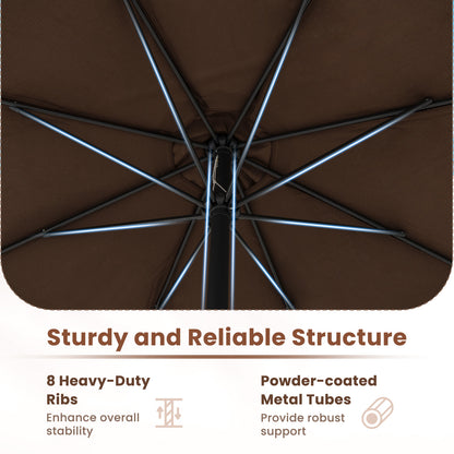 12 Feet Patio Umbrella with Crank Handle and 8 Sturdy Ribs, Coffee Outdoor Umbrellas at Gallery Canada