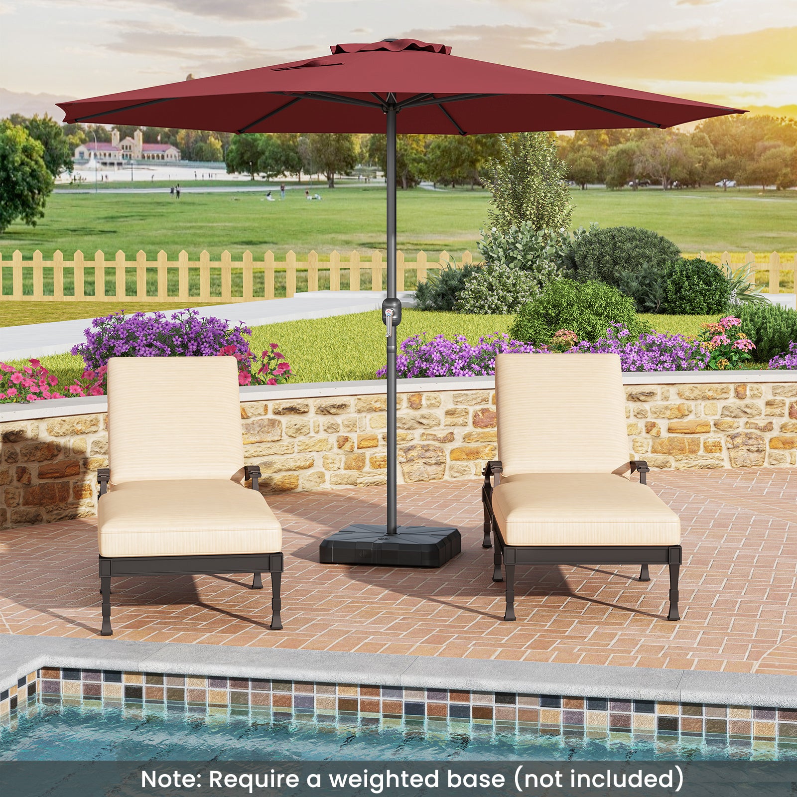 12 Feet Patio Umbrella with Crank Handle and 8 Sturdy Ribs, Red Outdoor Umbrellas at Gallery Canada