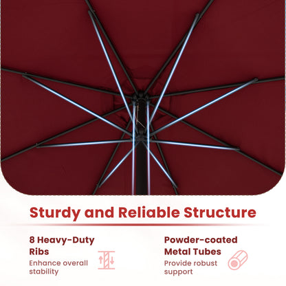 12 Feet Patio Umbrella with Crank Handle and 8 Sturdy Ribs, Red Outdoor Umbrellas at Gallery Canada