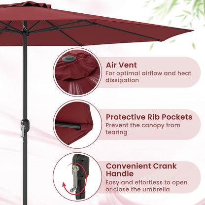 12 Feet Patio Umbrella with Crank Handle and 8 Sturdy Ribs, Red Outdoor Umbrellas at Gallery Canada