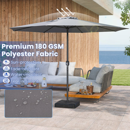 12 Feet Patio Umbrella with Crank Handle and 8 Sturdy Ribs, Gray Outdoor Umbrellas at Gallery Canada