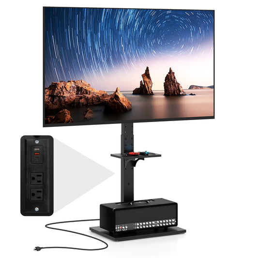Tilt And Height Adjustable Floor TV Stand, Power Outlet, Adjustable AV Shelf Entertainment Centers & TV Stands Options at Gallery Canada