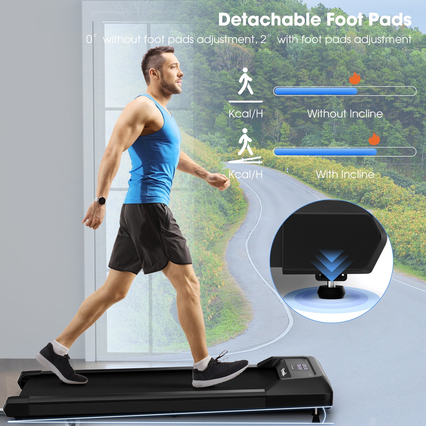 2.25 HP Walking Pad with LED Display and Remote Control, Black Treadmills at Gallery Canada