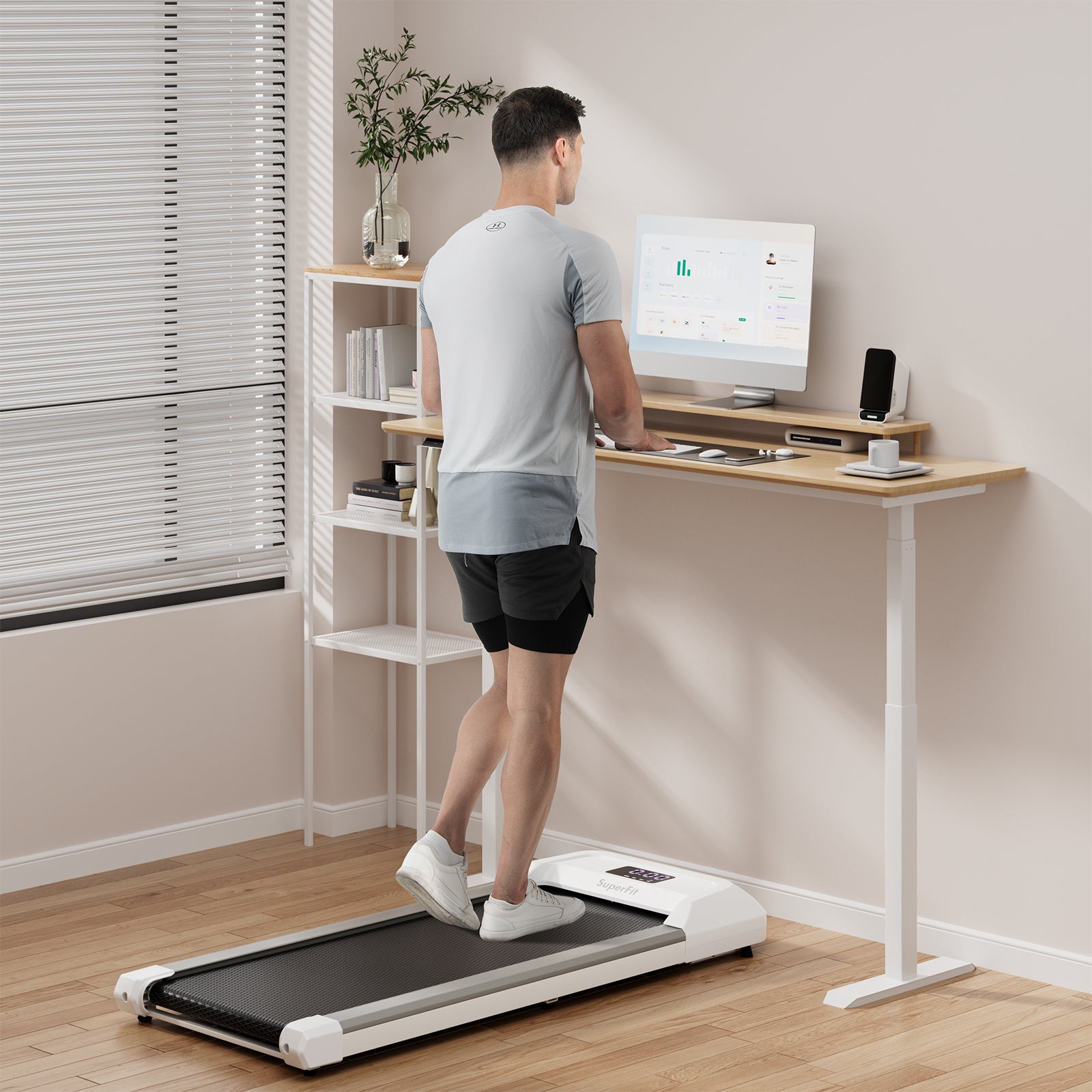 2.25 HP Walking Pad with LED Display and Remote Control-Grey, Gray Treadmills at Gallery Canada