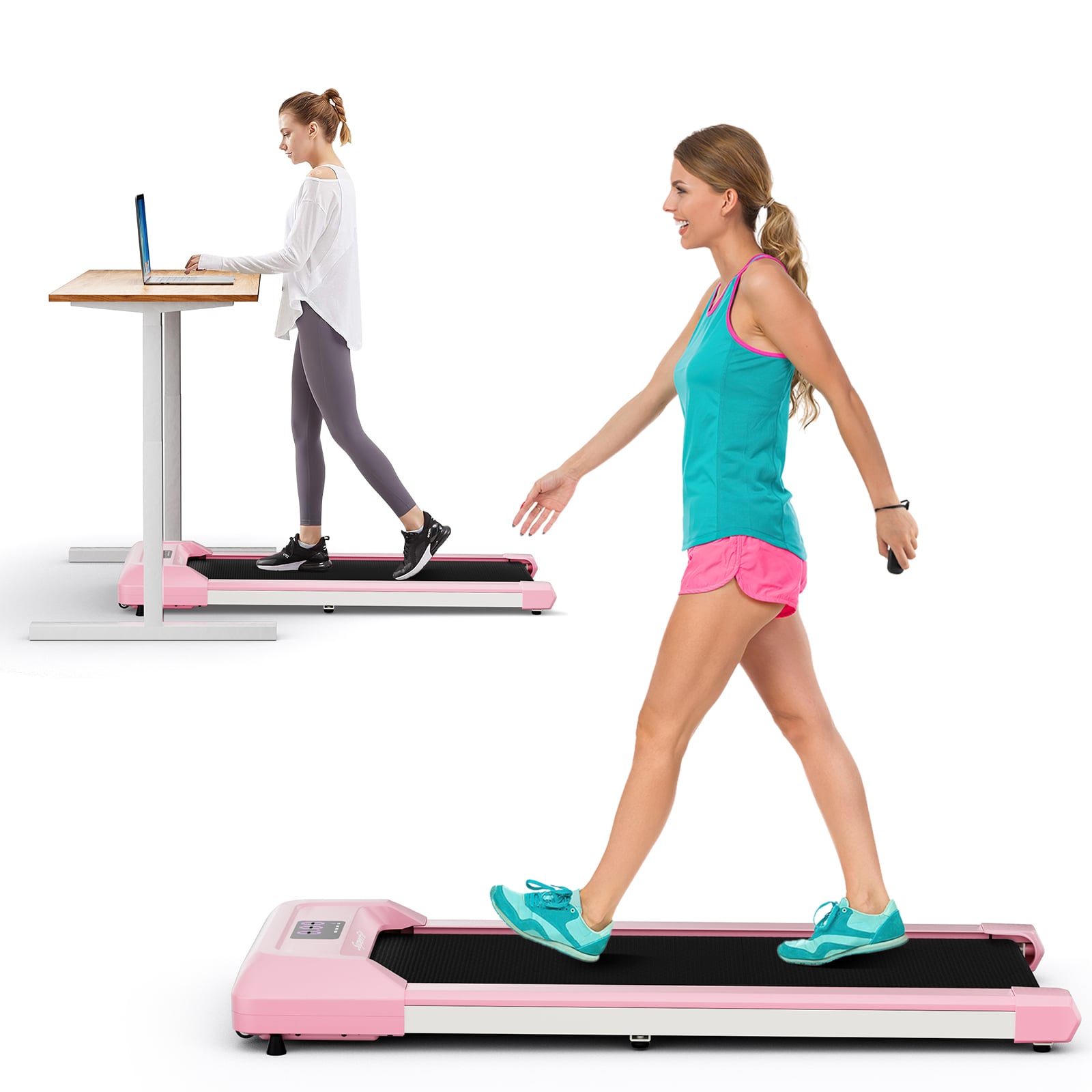 2.25 HP Walking Pad, LED Display, Remote Control, Pink Treadmills at Gallery Canada