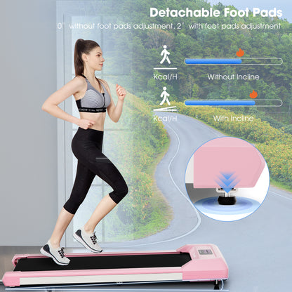 2.25 HP Walking Pad with LED Display and Remote Control, Pink Treadmills at Gallery Canada