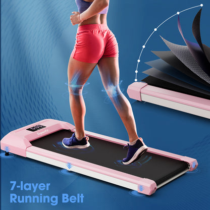 2.25 HP Walking Pad with LED Display and Remote Control, Pink Treadmills at Gallery Canada
