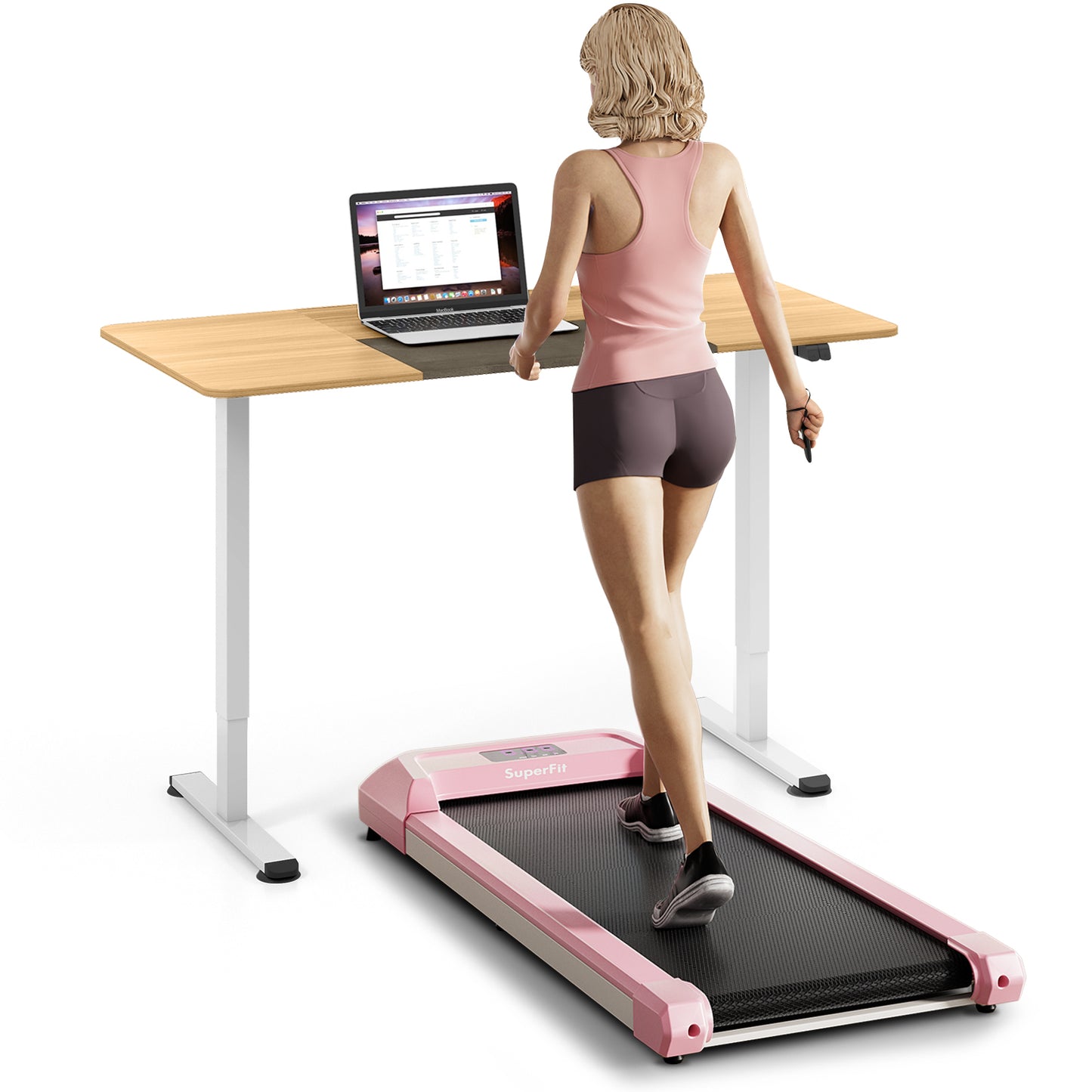 2.25 HP Walking Pad with LED Display and Remote Control, Pink Treadmills at Gallery Canada